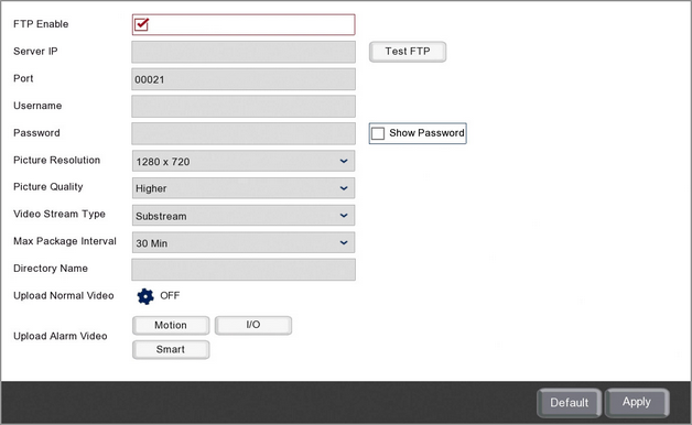 Setting Up FTP Server Uploads In The FTP Menu On A Zip DVR Or NVR