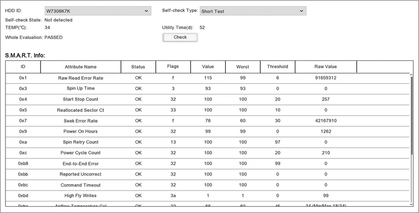 Smart Hard Drive Diagnostics In The Storage Menu On A Zip DVR Or NVR