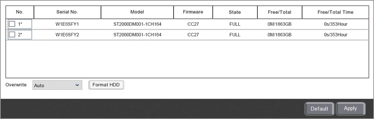 Managing Hard Drives In The Storage Menu On A Zip DVR Or NVR