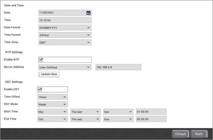 Setting Date & Time Settings In The System Menu On A Zip DVR Or NVR