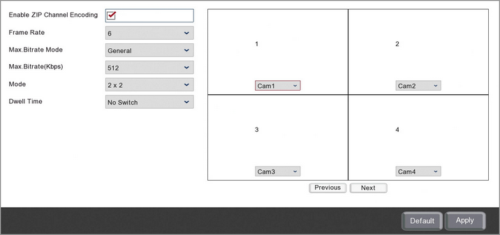 Setting Up The Zip Channel In The System Menu On A Zip DVR Or NVR